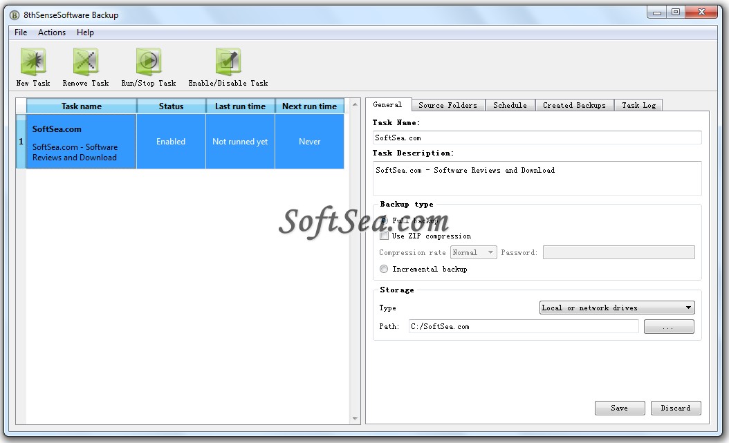 8thSenseSoftware Backup Screenshot