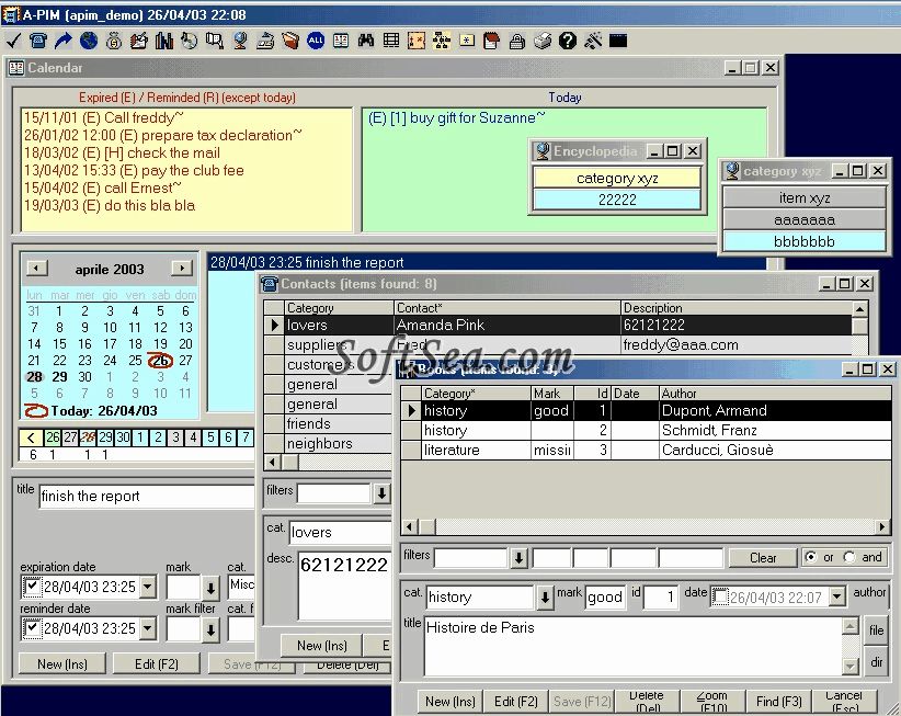 A-PIM (All-in-1 Personal Information Manager) Screenshot