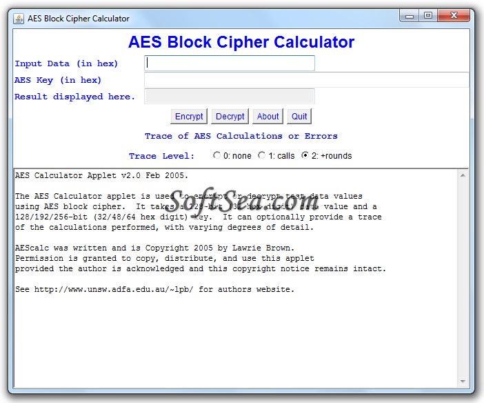 AES Calculator Screenshot