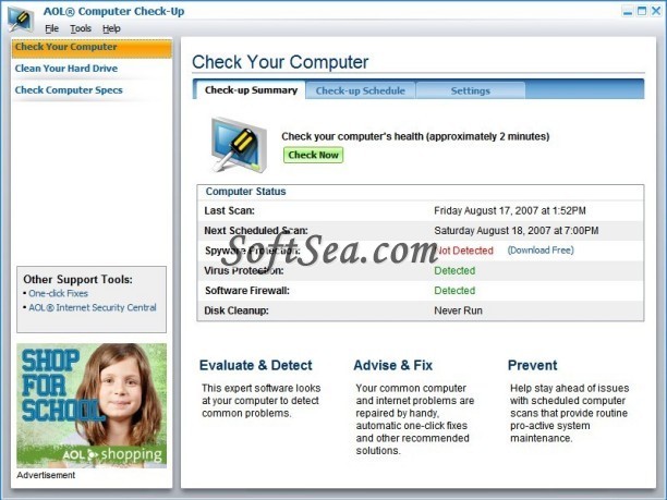 AOL Computer Check-up Screenshot