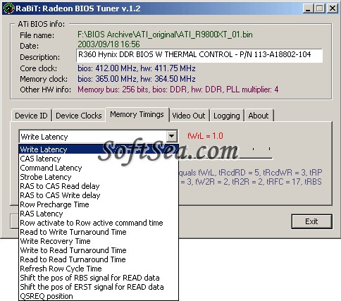 ATi Radeon BIOS Tuner (RaBiT) Screenshot
