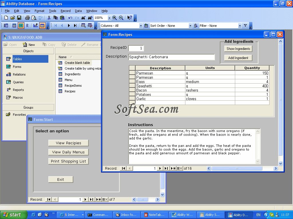Ability Database Screenshot