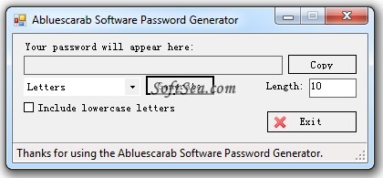 Abluescarab Software Password Generator Screenshot