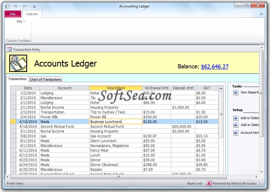 Accounts Records Screenshot