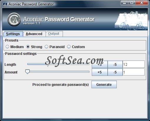 Aconiac Password Generator Screenshot