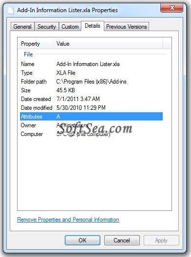 Add-in Information Lister Screenshot