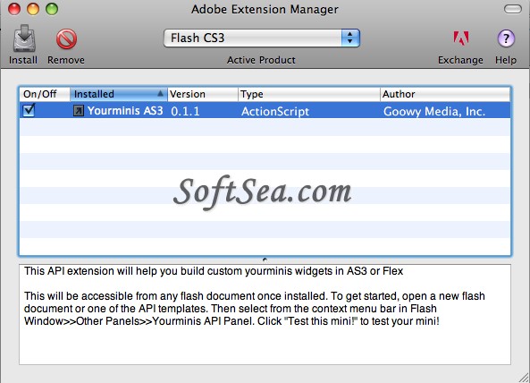 Adobe Extension Manager Screenshot
