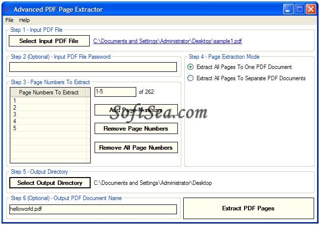Advanced PDF Page Extractor Screenshot
