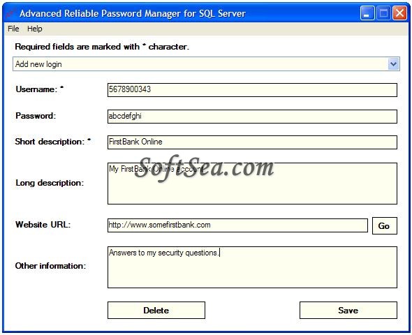 Advanced Reliable Password Manager for SQL Server Screenshot