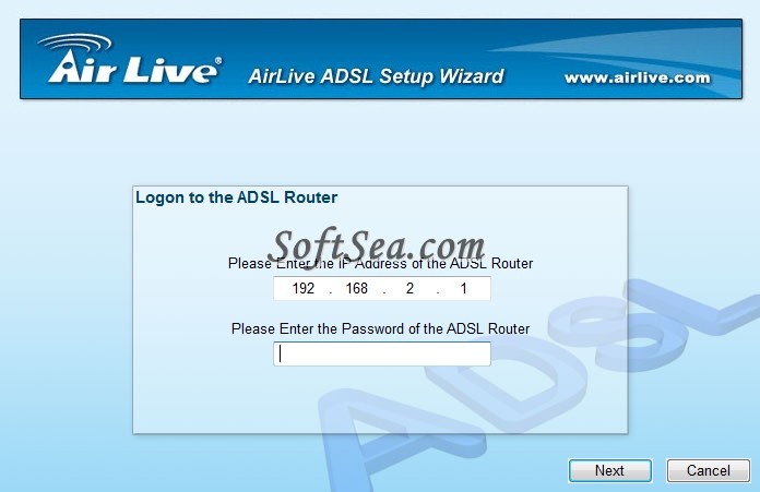 AirLive ADSL Wizard Screenshot