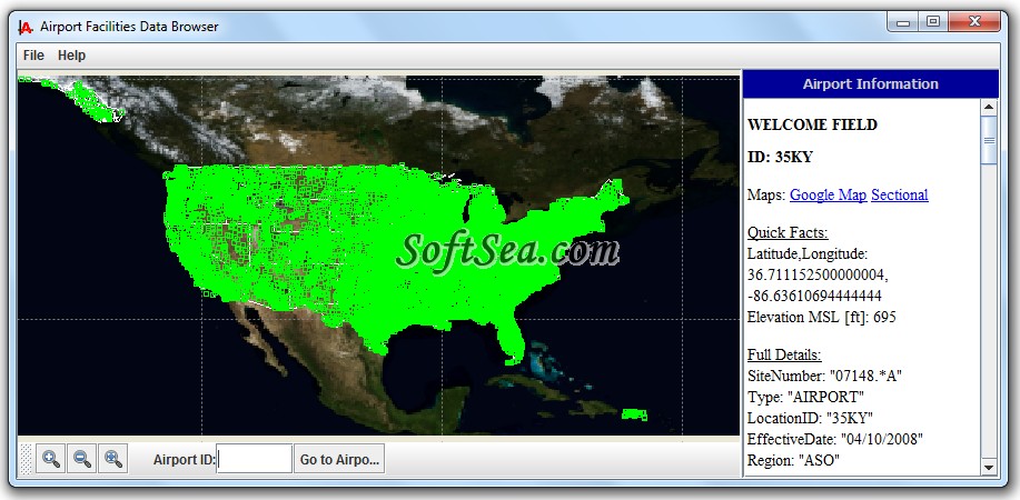 Airport Facilities Data Browser Screenshot