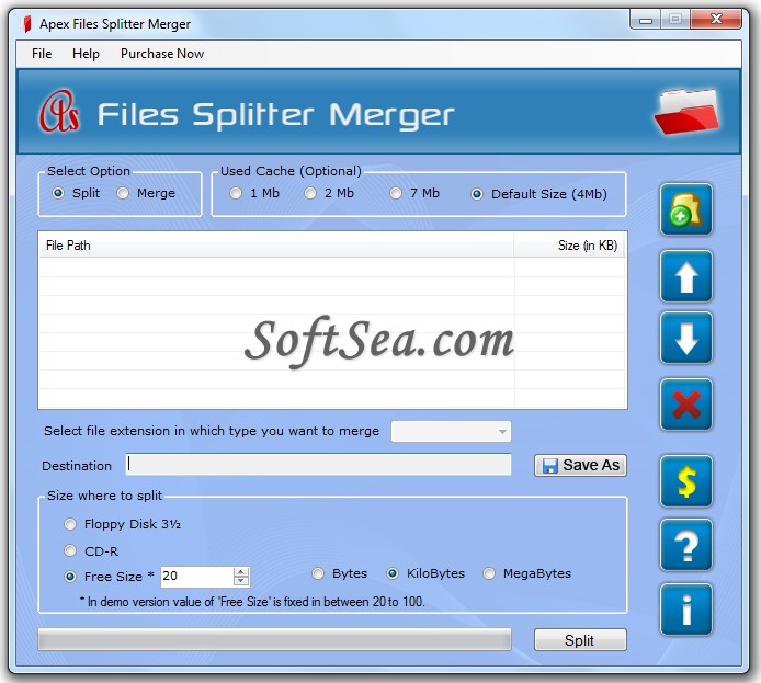 Apex File Splitter Merger Screenshot