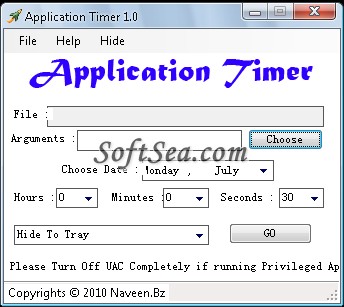 Application Timer Screenshot