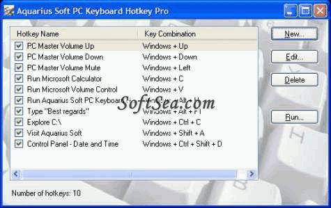 Aquarius Soft PC Keyboard Hotkey Pro Screenshot