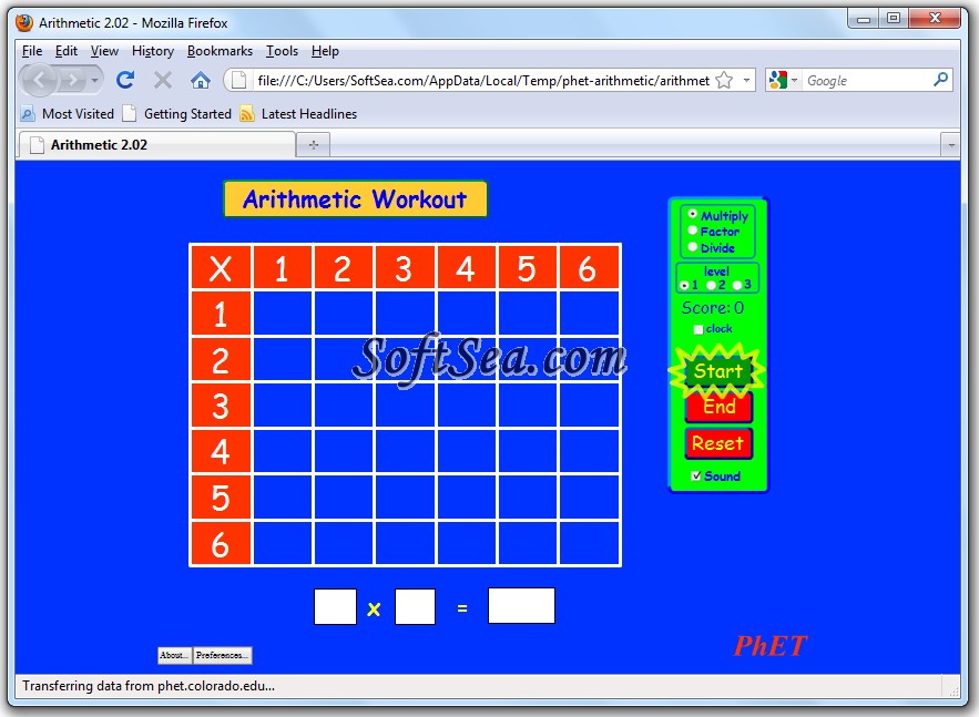 Arithmetic Workout Screenshot