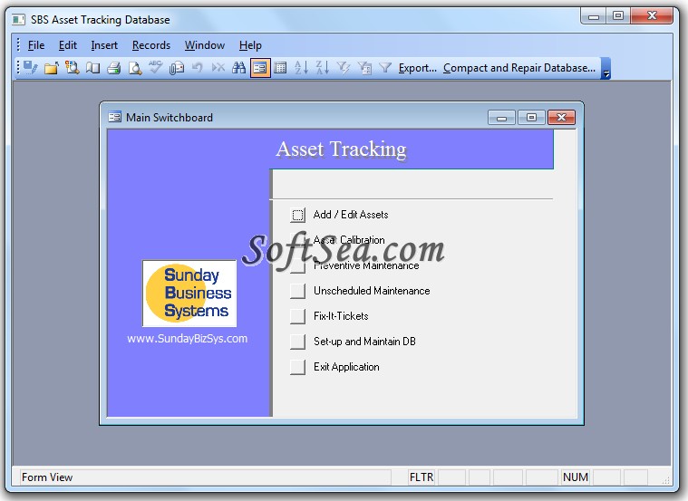 Asset Tracking Database Screenshot