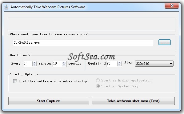 Automatically Take Webcam Pictures Software Screenshot