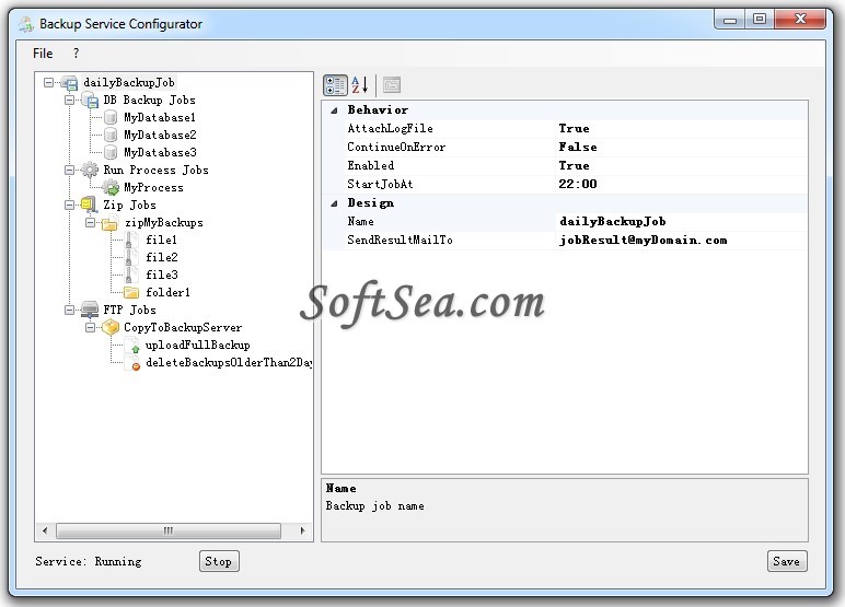 Backup Service Configurator Screenshot