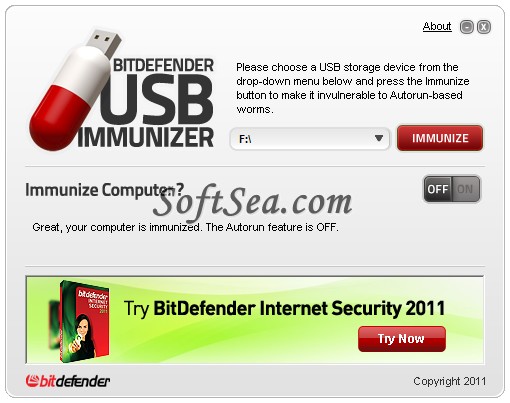 BitDefender USB Immunizer Screenshot