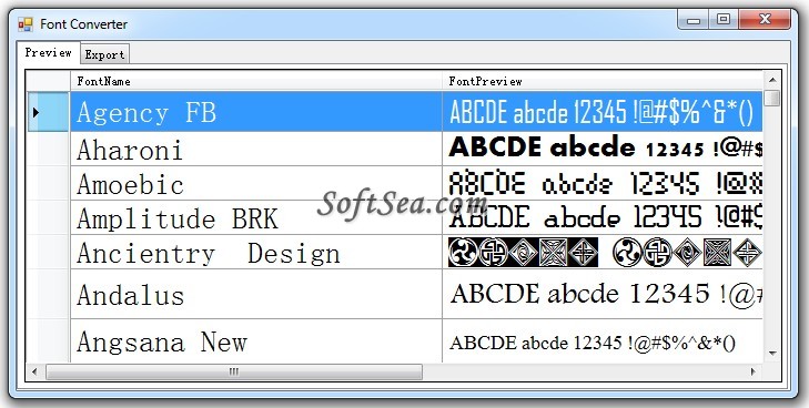 Bitmap Font Converter Screenshot
