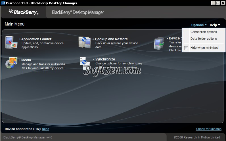 BlackBerry Desktop Manager Screenshot
