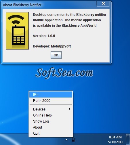 Blackberry Notifier Screenshot