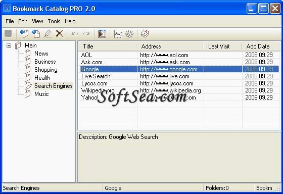 Bookmark Catalog Pro Screenshot
