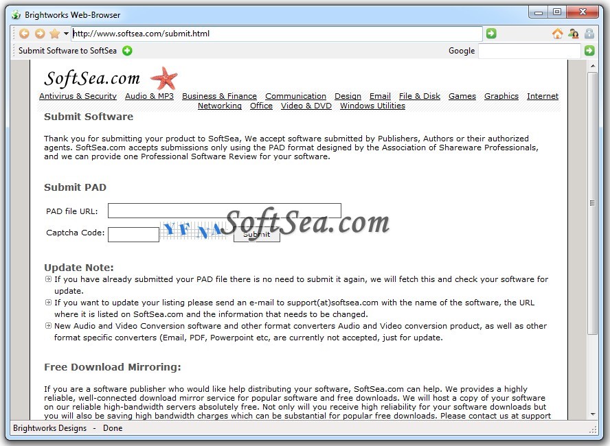 Brightworks Web-Browser Screenshot