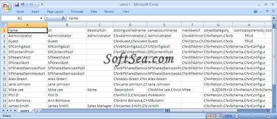 Bulk Export for Active Directory Screenshot