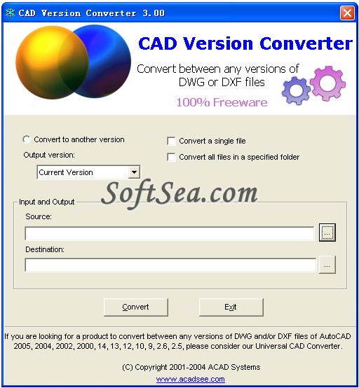 CAD Version Converter Screenshot