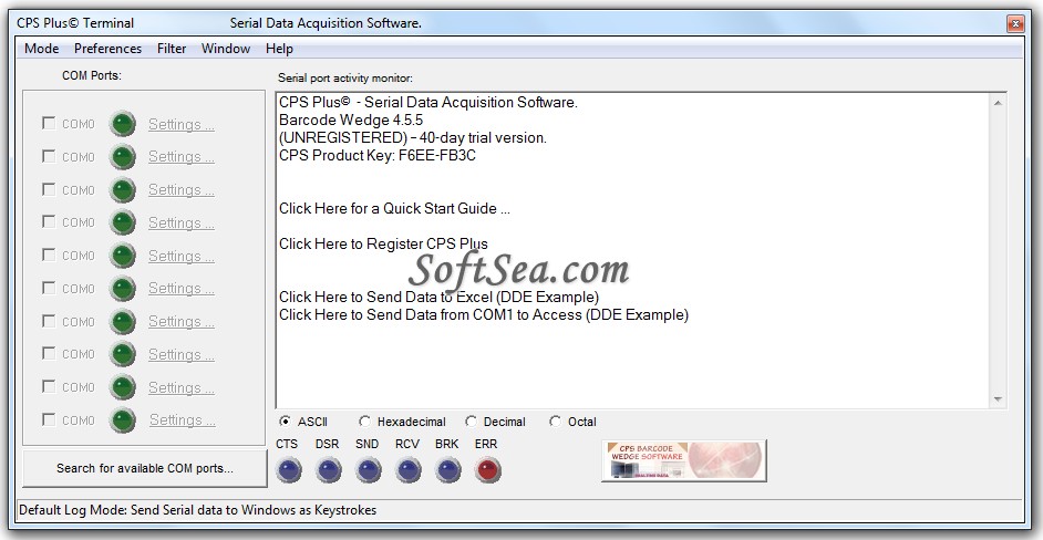 CPS Barcode Wedge Screenshot