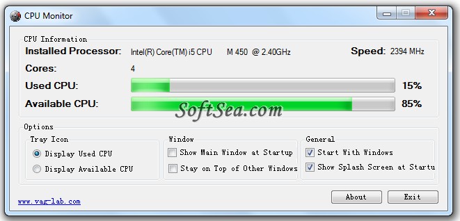 CPU Monitor Freeware Screenshot