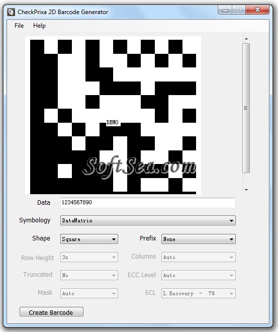 CheckPrixa 2D Barcode Generator Screenshot
