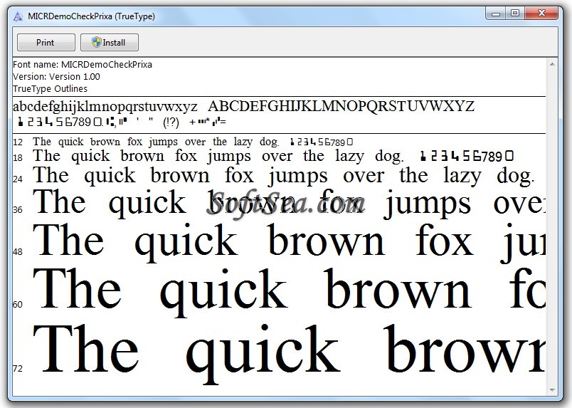 CheckPrixa MICR E13B Font Screenshot
