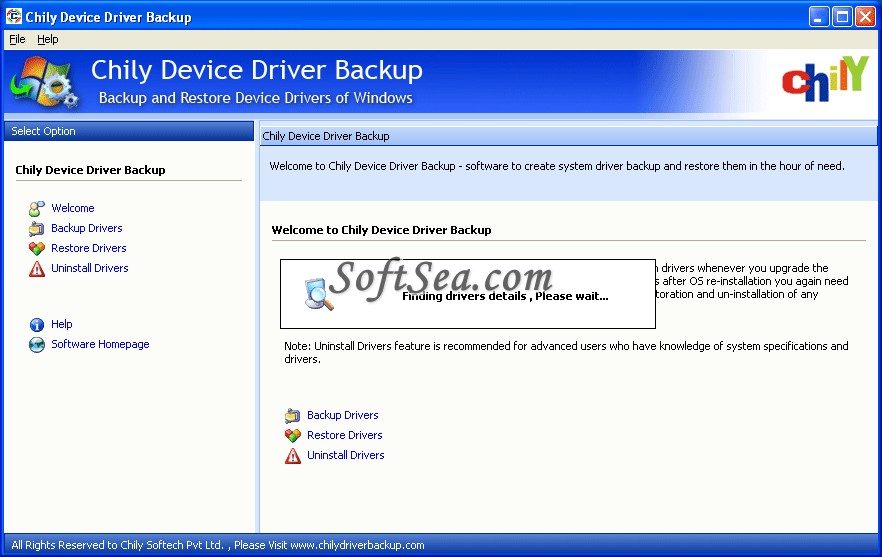 Chily Device Driver Backup Software Screenshot