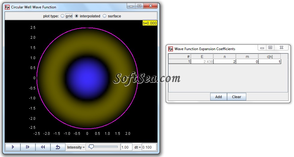 Circular Well Superposition Model Screenshot