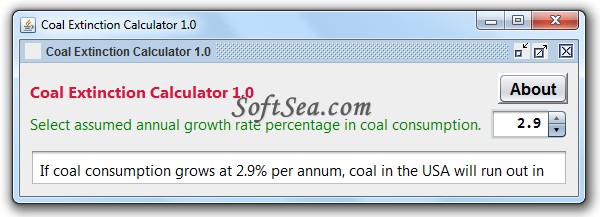 Coal Extinction Calculator Screenshot