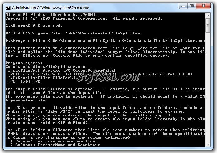 Concatenated Text File Splitter Screenshot