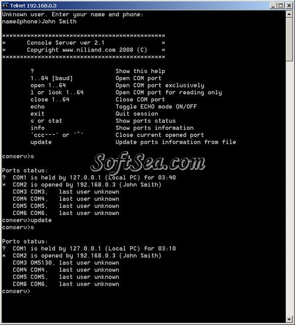 Console Server Screenshot
