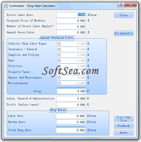 Costimator - Shop Rate Calculator Screenshot
