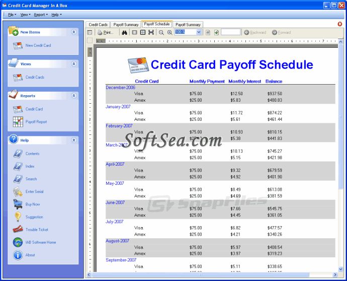 Credit Card Manager In A Box Screenshot
