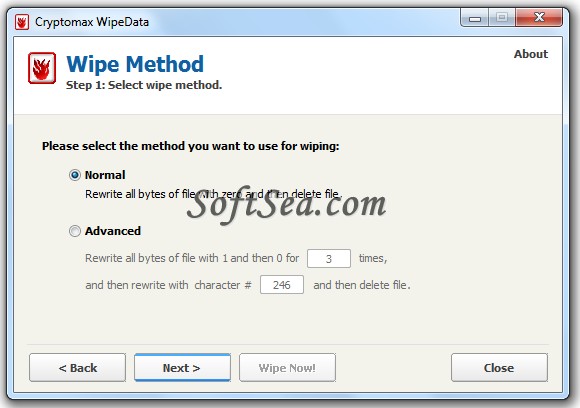 Cryptomax WipeData Screenshot