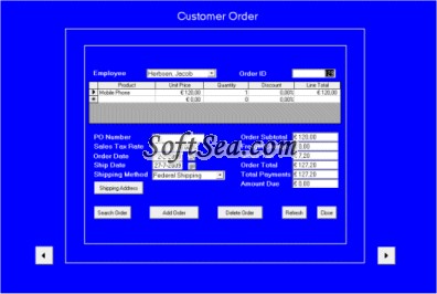 Customer Order/Relationship Manager Screenshot