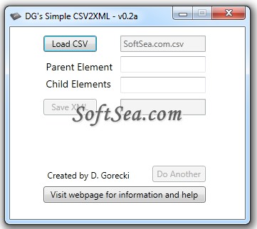 DGs CSV2XML Screenshot
