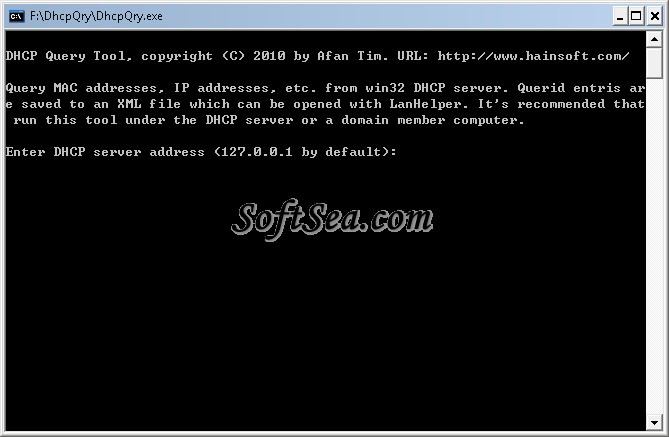 DHCP Query Tool Screenshot