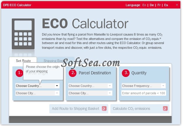 DPD ECO Calculator Screenshot