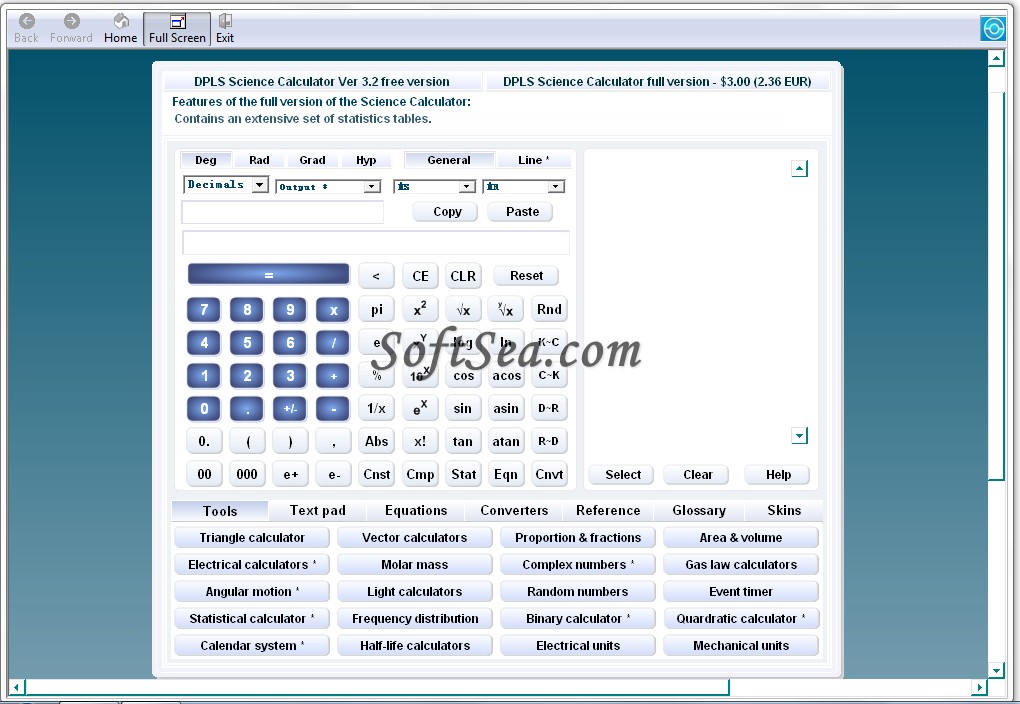 DPLS Science Calculator Screenshot