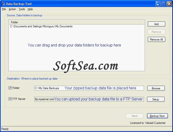 Data Backup Tool with FTP Screenshot