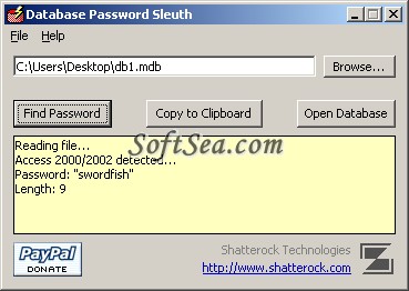 Database Password Sleuth Screenshot