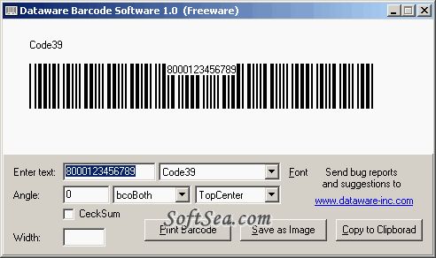 Dataware Barcode Software Screenshot